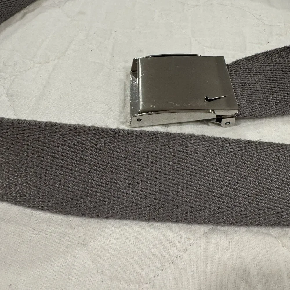 Nike Mens Charcoal Gray Mesh Fabric Web‎ Belt Adjustable Sliver Buckle One Size